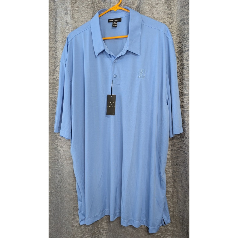 Prim + Preux Men's Moisture Wicking Golf Polo 4XL New With Tags Lt Blue - Picture 1 of 6